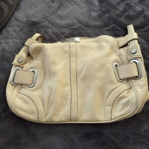 Elegant Cream Leather Women's Bag And Black Leather Bag